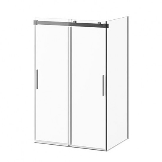 Kalia - AKCESS™ - 2 Sliding Panel Shower Door for Alcove Installation 48" x 77'' Reversible with Return Panel 36'' x 77'' Chrome Clear Duraclean Glass